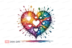 Colorful Heart Splatter With Black Hearts rainbow Product Image 1