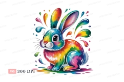 Colorful rabbit splash bunny rainbow Product Image 1