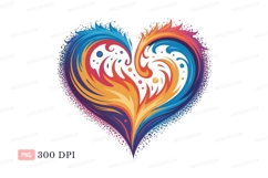 Fiery heart shape abstract design fire colorful Product Image 1