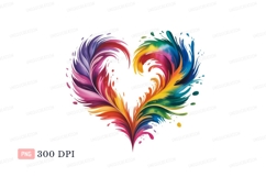 Colorful heart splash Clipart P N G paint abstract Product Image 1