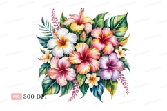 Tropical hibiscus floral arrangement bouquet pink Product Image 1