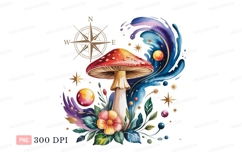 Red mushroom floral compass nature Product Image 1