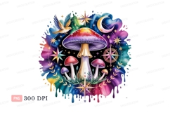 Psychedelic mushrooms celestial bird compass stars Product Image 1