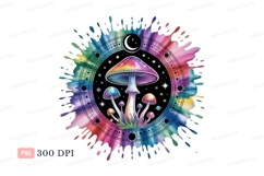 Psychedelic mushroom celestial circle moon Product Image 1
