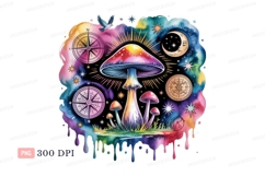 Psychedelic mushroom celestial compass bird image Product Image 1