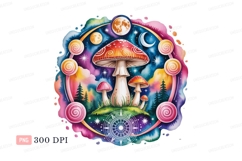 Psychedelic mushroom celestial scene fantasy nature Product Image 1