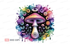 Psychedelic mushroom with eyes and rainbow splash image Product Image 1