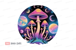 Psychedelic mushrooms cosmic moons planets fantasy Product Image 1