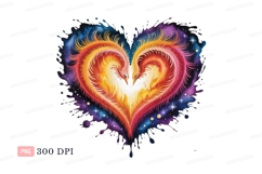 Fiery Phoenix Heart Galaxy fire stars Product Image 1