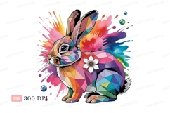 Geometric bunny colorful abstract splash rabbit Product Image 1