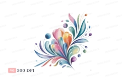 Colorful abstract floral flourish watercolor Product Image 1