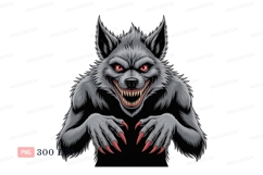 Fanged wolf creature with glowing eyes image Product Image 1