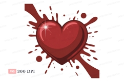 Red Heart Splatter Clipart P N G blood love Product Image 1