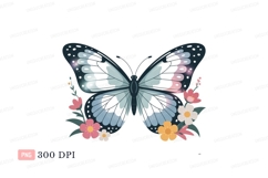 Celestial butterfly with floral accents pink white Product Image 1