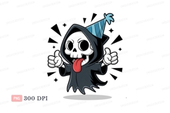 Grim Reaper party hat thumbs up skeleton skull Product Image 1