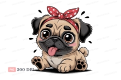 Cute pug wearing red polka dot bandana puppy Product Image 1