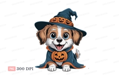 Adorable puppy dressed for Halloween costume witch Product Image 1