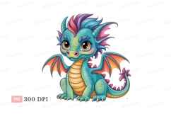 Cute baby dragon with colorful mane fantasy mythical Product Image 1