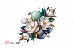 White Magnolia Blooms Spheres Clipart P N G flowers Product Image 1