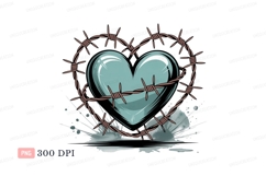 Teal heart barbed wire pain Product Image 1