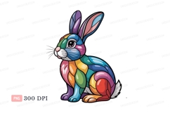 Colorful mosaic rabbit sitting animal illustration Product Image 1