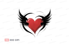 Red heart with black wings love Product Image 1
