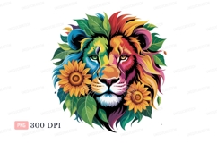 Colorful lion sunflower portrait leaves Product Image 1