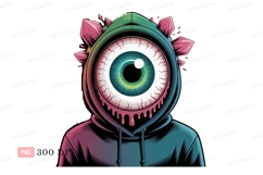 Eyeball monster wearing hoodie crystals dripping Product Image 1