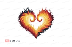 Fiery heart shape with swirling flames fire abstract Product Image 1