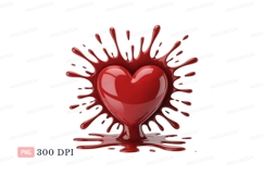 Red Heart Splash Clipart P N G liquid love Product Image 1
