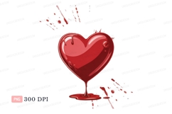 Red Heart Dripping Liquid Clipart P N G splash Product Image 1