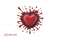 Red heart splash clipart png liquid fluid Product Image 1