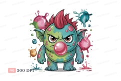 Grumpy creature chewing bubblegum monster Product Image 1