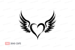 Winged heart silhouette wings love Product Image 1