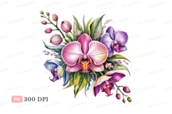 Pink purple blue orchids floral bouquet image Product Image 1