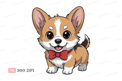 Adorable corgi puppy wearing red bow tie animal cute Product Image 1