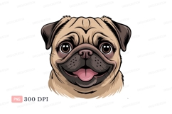 Happy Pug Face animal canine Product Image 1