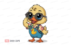 Adorable duckling wearing glasses and overalls chick Product Image 1