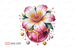 Pink white yellow flower dripping gold image Product Image 1