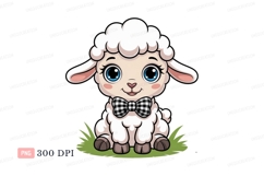 Cute fluffy sheep wearing bowtie animal white Product Image 1