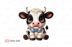 Adorable baby cow wearing blue bow tie cute animal Product Image 1