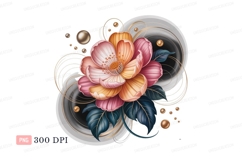 Pink orange flower gold pearls image Product Image 1