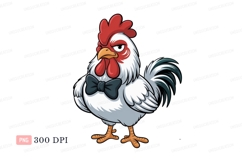 Grumpy rooster wearing bowtie chicken bird Product Image 1
