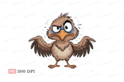 Angry brown bird with blue eyes cartoon Product Image 1