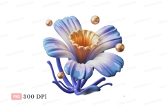 Blue golden flower with pearls abstract Product Image 1