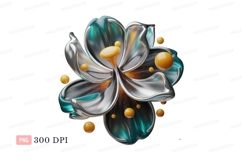 Metallic teal flower with golden spheres image Product Image 1