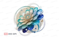 Blue teal white floral design flower pearl Product Image 1