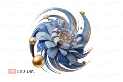Blue golden abstract floral swirl image Product Image 1