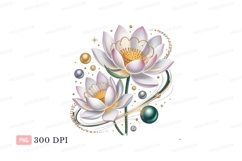 White lotus flowers with golden accents pink yellow Product Image 1