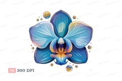 Blue orchid with golden bubbles flower Product Image 1